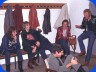 Laughter with Leonard Cohen and crew, on tour 1979 - Photo copyright © 1979 Hazel Field